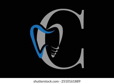 Design de logotipo dentário. Logotipo Dentista com último C.