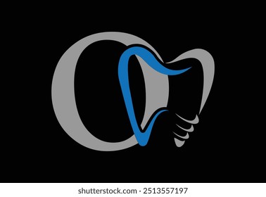 Design de logotipo dentário. Logótipo do dentista com o último O.