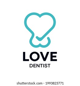 Diseño del logotipo de Love Dentist. Gráfico vectorial con logotipo dental.