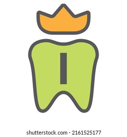 Dental Logo Design On Letter I Crown Symbol. Dental Care Logo Sign, Clinic Tooth King Logo Design With Luxury Vector Template