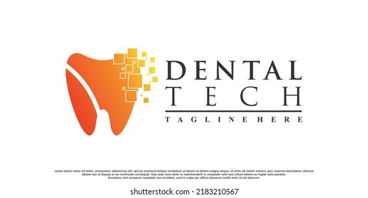 Tecnología de diseño de logotipo dental con concepto creativo Vector Premium