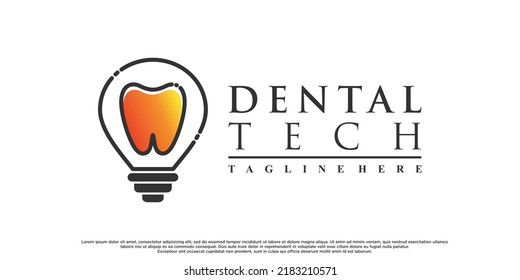 Tecnología de diseño de logotipo dental con concepto creativo Vector Premium