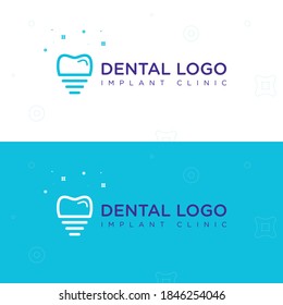 Dental logo design and teeth Implant clinic logo vector.