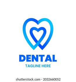 Design-Vorlage für Dental-Logo. Abstrakter Zahn und Herz. Stock-Vektorgrafik.