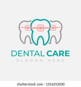 Dental logo design template. creative sign. Dental Clinic Logo Tooth abstract design vector template Linear style. Dentist stomatology medical doctor Logotype concept icon.