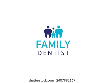 Dental logo design template, Family dental logo design vector.