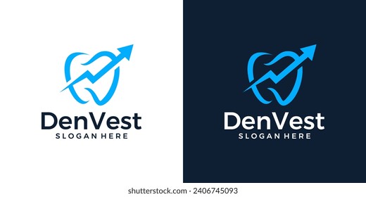 Dental logo design template with financial investment analytics and marketing logo design graphic vector. Symbol, icon, creative.