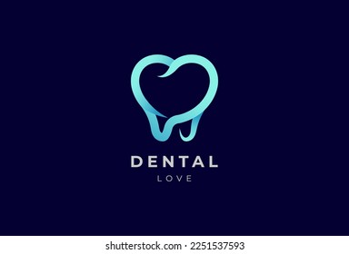 Dental logo design, tooth with love icon combination, vector illustration