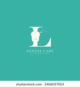 Dental logo design vector dental care clinic logo template with letter concept vector illustration
