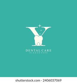 Dental logo design vector dental care clinic logo template with letter concept vector illustration
