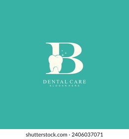 Diseño del logo dental vectorial de la clínica de cuidado dental plantilla de logo con el concepto de letra ilustración vectorial
