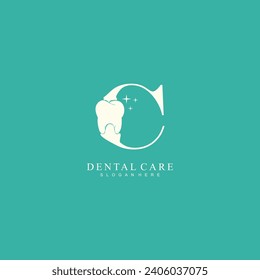 Dental logo design vector dental care clinic logo template with letter concept vector illustration
