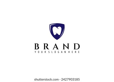 Dental logo design vector illustration with shield combination