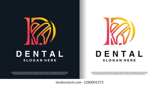 dental logo design vector with letter D concept premium vector