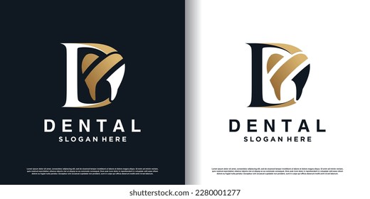 vector de diseño de logotipo dental con vector de concepto de letra D