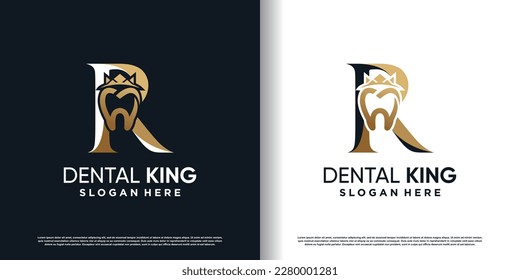 dental logo design vector with letter R concept premium vector
