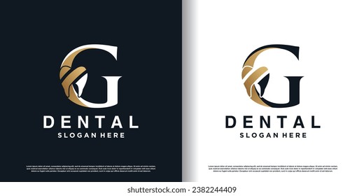 dental logo design vector with letter g concept premium vector