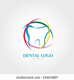 Dental Logo design vector template flat  style. Dental clinic Logotype concept icon.