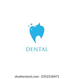 dental logo designs. Abstract tooth icons on white and blue backgrounds.