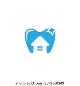 dental logo with house combination in flat design style