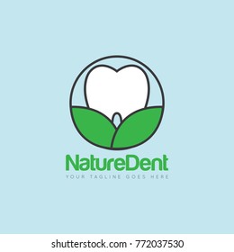 dental logo, icon, symbol, with leaf design template
