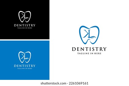 dental logo idea tooth care with letter K gold vector template