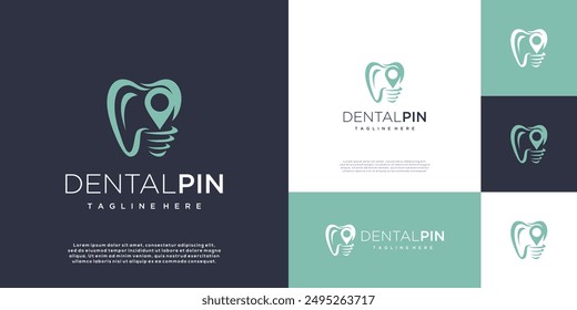 Dental logo inspiration design template with location logo elements	