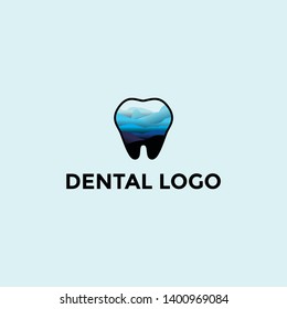 Dental logo with mountain landscape inspiration