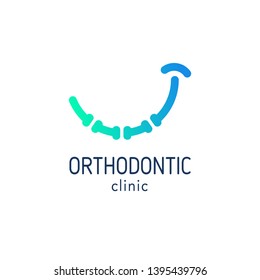 Dental logo for orthodontic clinic shaped as a smile. Dental smile. Illustration. Vector.