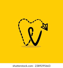 Dental logo with paper plane concept