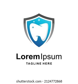 Logo dental con el concepto de escudo