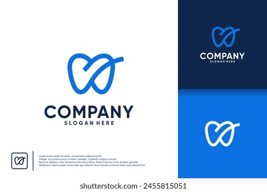 Logotipo dental, con líneas simples, adecuado para la práctica odontológica, ilustración de diseño de logotipo.