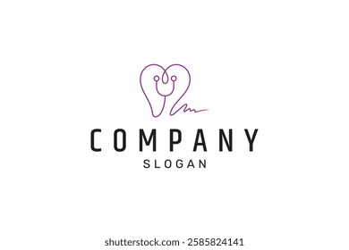 dental logo with stethoscope in linear design style