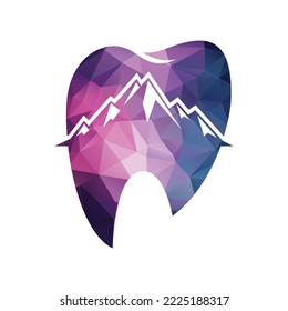 Dental logo Template vector illustration design. Mountain teeth logo concept.