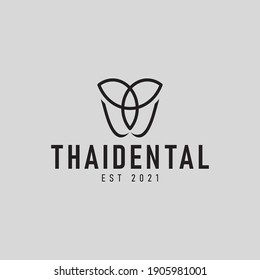 Dental logo with thai icon and teeth icon shaped design logo illustration