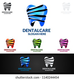 Dental Logo Tooth abstract design vector template, Dentist stomatology medical doctor Logotype concept icon