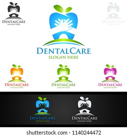 Dental Logo Tooth abstract design vector template, Dentist stomatology medical doctor Logotype concept icon