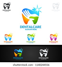 Dental Logo Tooth abstract design vector template, Dentist stomatology medical doctor Logotype concept icon