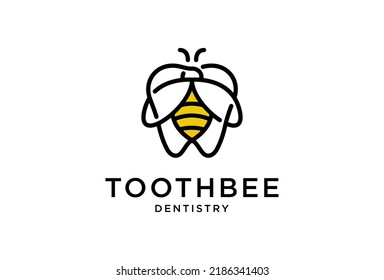 Dental logo with tooth and bee icon vector design 