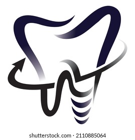 dental logo tooth shape that replaces the root of the tooth round arrow