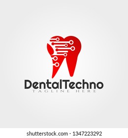 Dental logo, Tooth Technology vector logo design,human dental icon
