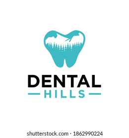 Dental logo vector. Dental care with landscape vector	
