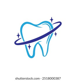 Dental Logo Vector, Tooth Logo Image, Dental Planet Vector, Tooth Planet Logo, Teeth Vector Illustration, Dentist Logo Idea.
