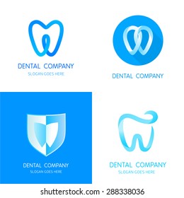 Dental logos templates. Abstract vector teeth signs.
A set of dental logos icon design template elements. Abstract stomatology vector signs.