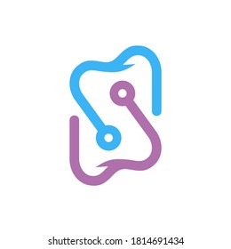 Dental logotype logo template - 2 teeth connected to form the letter S design vector