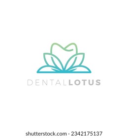 Dental Lotus Logo Design. Dental Flower Logo. Dental Nature Vector