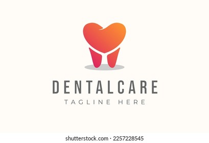 Dental Love and Care Logo Design. Tooth Clinic Caring