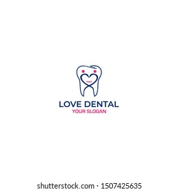 Dental Love Logo Design Vector
