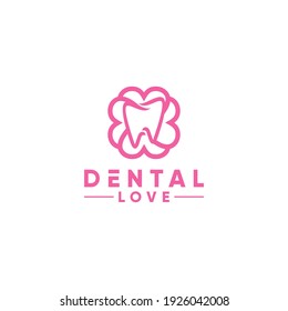 Dental Love Logo Design Vector