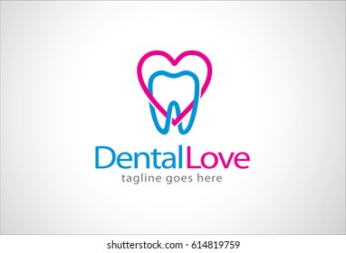 Dental Love Logo Template Design